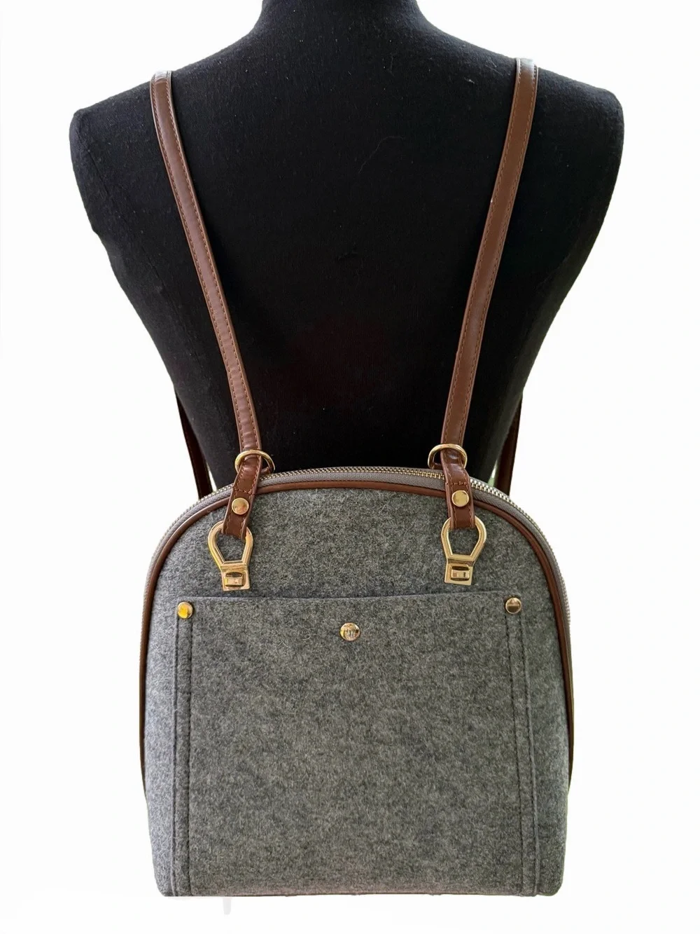 MMS Miztique The Daisy Felt Convertible Backpack Gray Excellent Condition